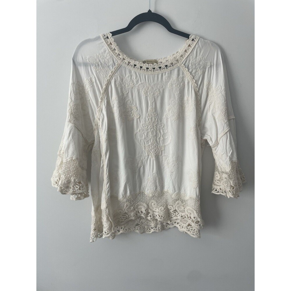 Democracy Blouse Lace Embroidery Boho Western Romantic Victorian Size M Fairy